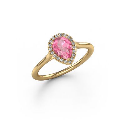Bague de fiançailles Seline per 1 585 or jaune saphir rose 7x5 mm