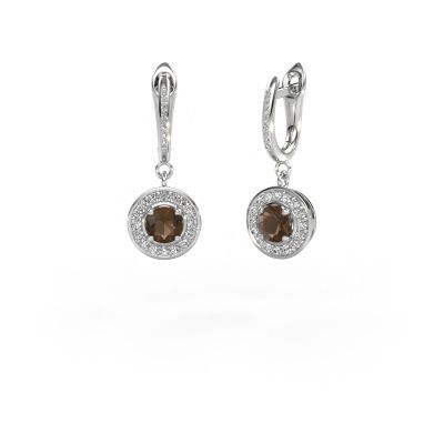 Drop earrings Ninette 2 950 platinum smokey quartz 5 mm