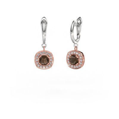 Drop earrings Marlotte 1 585 rose gold smokey quartz 5 mm