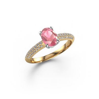 Engagement ring Morane OVL 585 gold tourmaline pink 7,5x5,5 mm