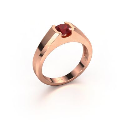 Heren ring Indigo 585 rosé goud robijn 6 mm