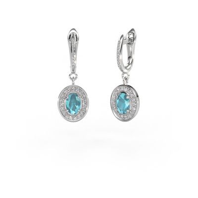 Drop earrings Layne 2 950 platinum blue topaz 7x5 mm