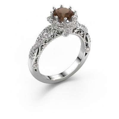 Engagement ring Lysanne 950 platinum smokey quartz 6.5 mm