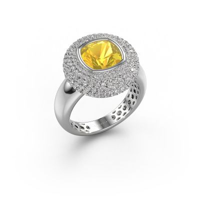 Ring Keshia 950 platinum yellow sapphire 8 mm