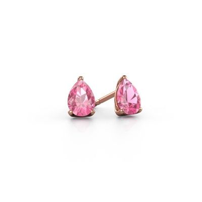 Clous d'oreilles Sam PER 585 or rose saphir rose 7x5 mm