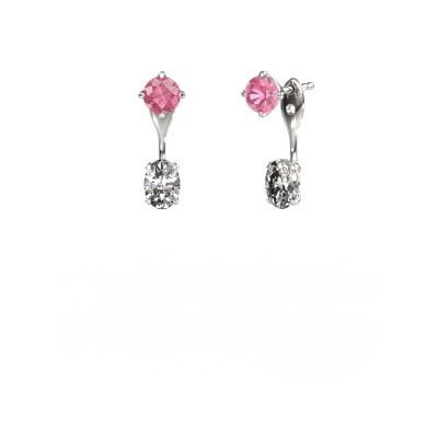 Pendants d'oreilles Kate RND-OVL 950 platine saphir rose 5 mm