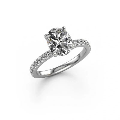 Engagement ring Crystal OVL 2 585 white gold lab-grown diamond 2.08 crt