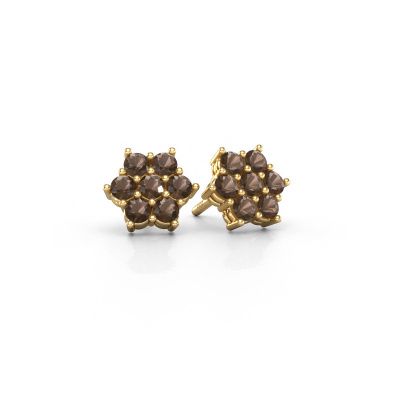 Stud earrings Bonita 585 gold smokey quartz 2.4 mm