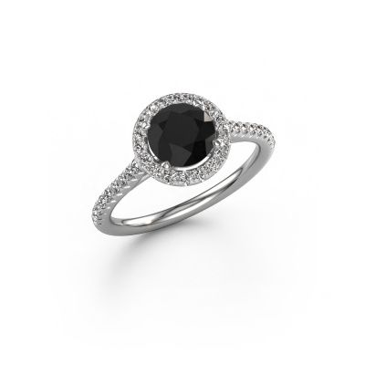 Bague de fiançailles Seline rnd 2 585 or blanc diamant noir 1.64 crt