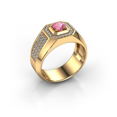Heren ring Pavan 375 goud roze saffier 5 mm