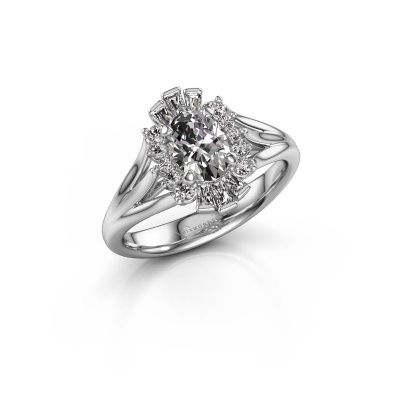 Bague de fiançailles Andrea 585 or blanc diamant synthétique 1.013 crt