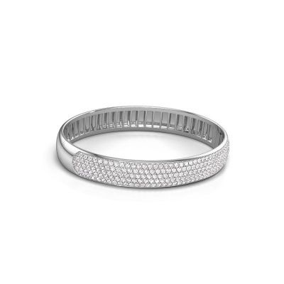 Bracelet jonc Emely 10mm 585 or blanc diamant synthétique 4.355 crt