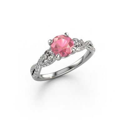 Engagement ring Marilou RND 585 white gold tourmaline pink 6.5 mm