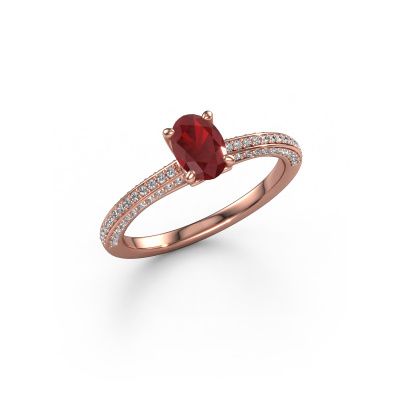 Engagement ring Elenore ovl 585 rose gold ruby 6.5x4.5 mm