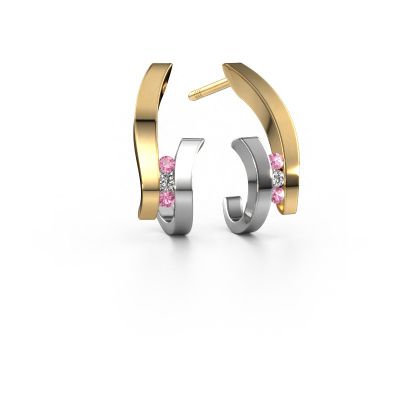 Boucles d'oreilles Juliette 585 or jaune saphir rose 1.5 mm