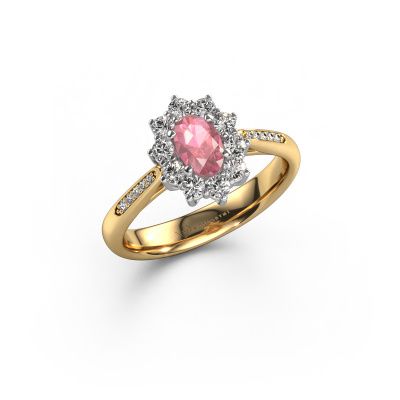 Engagement ring Leesa 2 585 gold tourmaline pink 6x4 mm