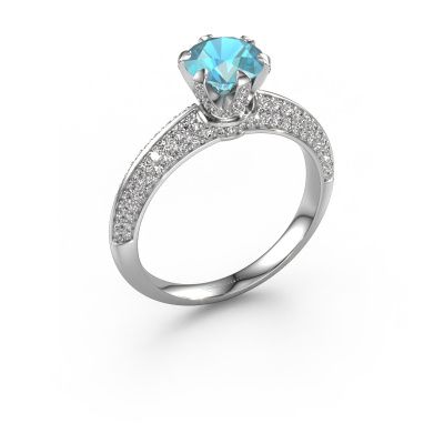 Engagement ring Abby 585 white gold blue topaz 6.5 mm
