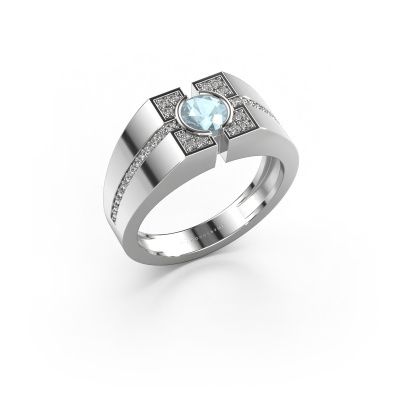 Herren ring Thijmen 950 Platin Aquamarin 5 mm