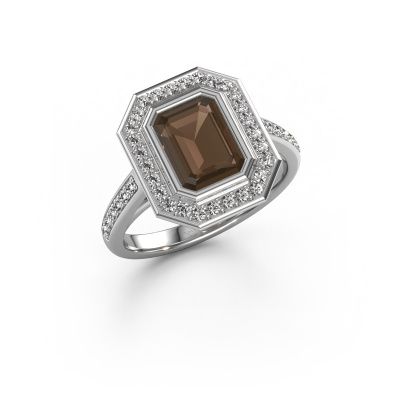 Engagement ring Noud 2 EME 585 white gold smokey quartz 8x6 mm