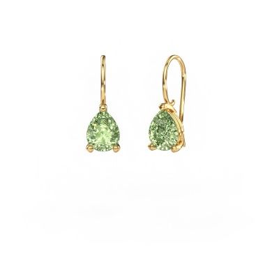 Drop earrings Cleo PER 585 gold green lab grown diamond 8x6 mm