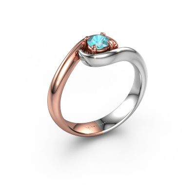 Engagement ring Linn 585 rose gold blue topaz 4.2 mm