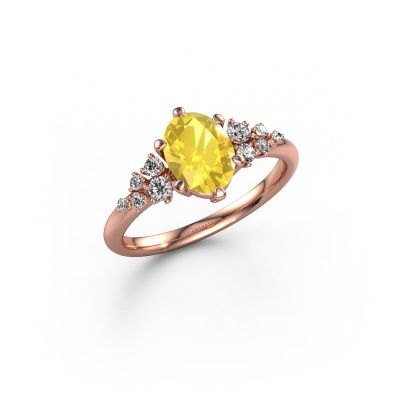 Engagement ring Royce OVL 585 rose gold yellow sapphire 8x6 mm