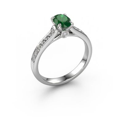 Engagement ring Valorie ovl 2 950 platinum emerald 7x5 mm