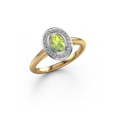 Bague de fiançailles Noud 1 OVL 585 or jaune péridot 6x4 mm