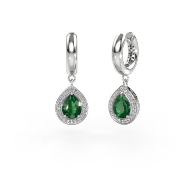 Drop earrings Barbar 1 585 white gold emerald 7x5 mm