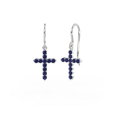 Pendants d'oreilles Cross 585 or blanc saphir 2 mm