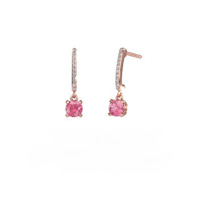 Drop earrings Tanja 585 rose gold pink sapphire 5 mm