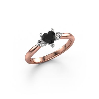 Engagement ring Lieselot HRT 585 rose gold black diamond 0.76 crt