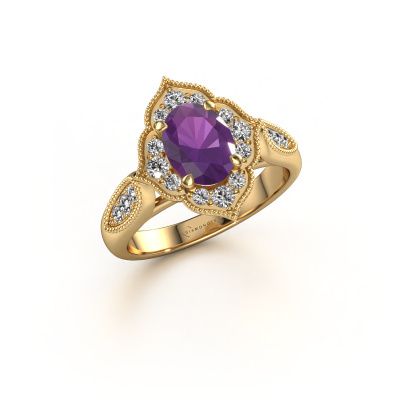 Engagement ring Rosan 585 gold amethyst 8x6 mm