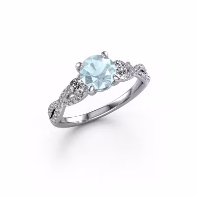 Engagement ring Marilou RND 950 platinum aquamarine 6.5 mm