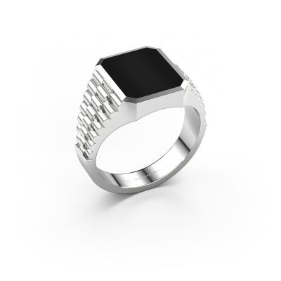 Chevalière Brent 2 950 platine onyx 12x10 mm