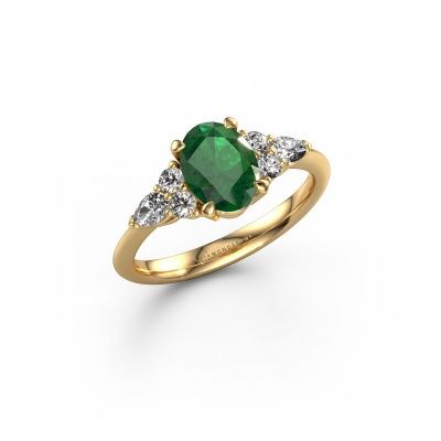 Engagement ring Melani OVL 585 gold emerald 8x6 mm