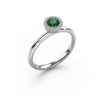 Engagement ring Queen 585 white gold emerald 4.2 mm