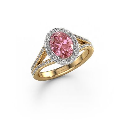 Engagement ring Verla ovl 2 585 gold pink lab grown diamond 8x6 mm