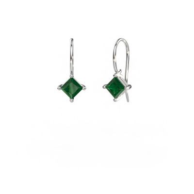 Drop earrings Cleo SQR 950 platinum emerald 5.5 mm