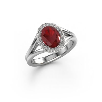 Engagement ring Verla ovl 1 950 platinum ruby 8x6 mm