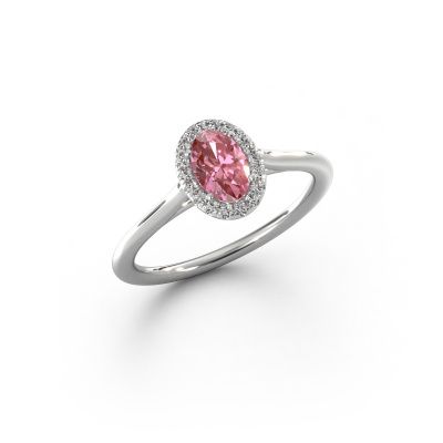 Engagement ring Seline ovl 1 950 platinum pink lab grown diamond 6x4 mm