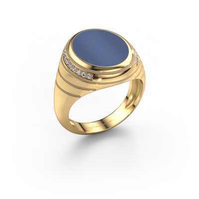 Signet ring Luuk 585 gold blue sardonyx 15x12 mm
