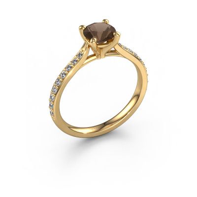 Engagement ring Mignon rnd 2 585 gold smokey quartz 6 mm
