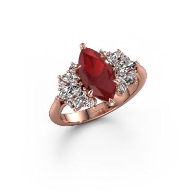 Engagement ring Jaimie 585 rose gold ruby 12x6 mm