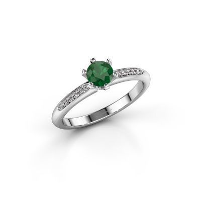 Engagement ring Tiffy 2 585 white gold emerald 4.7 mm
