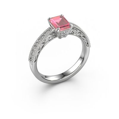 Engagement ring Shonta EME 950 platinum tourmaline pink 7x5 mm