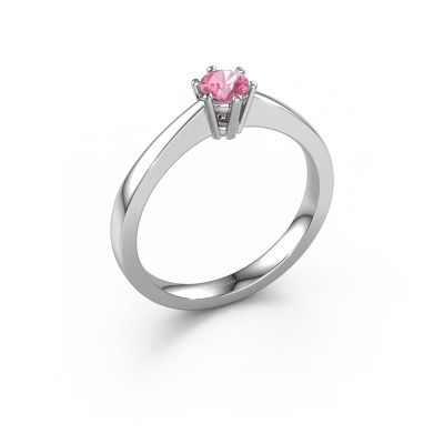 Bague de fiançailles Noortje 585 or blanc saphir rose 4 mm