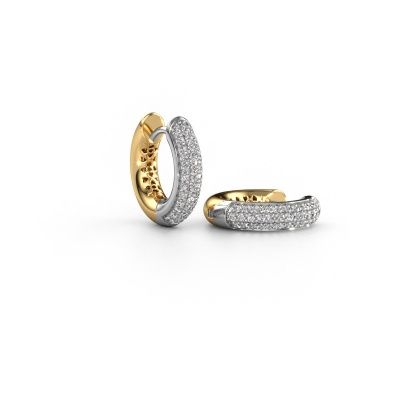 Créoles Tristan B 14 mm 585 or blanc diamant synthétique 0.322 crt