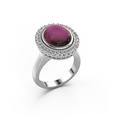 Bague Mila 585 or blanc rhodolite 12x10 mm