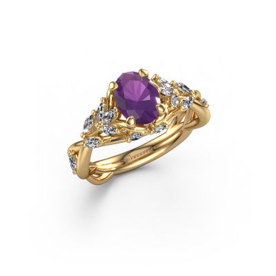Engagement ring Samantha OVL 585 gold amethyst 7,5x5,5 mm